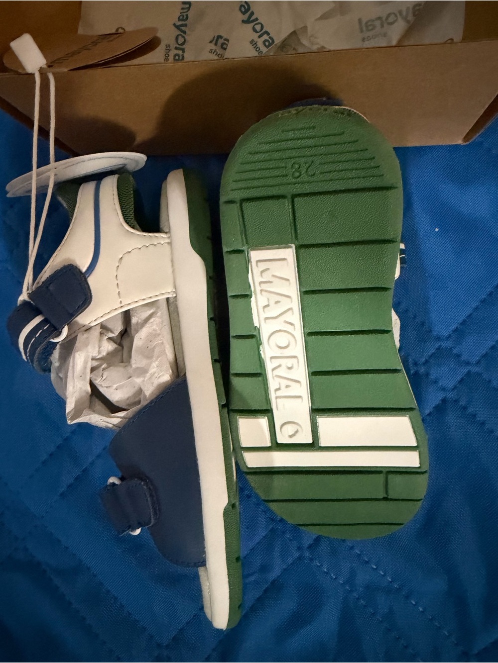 Mayoral Blue, White & Green Toddler Sandals